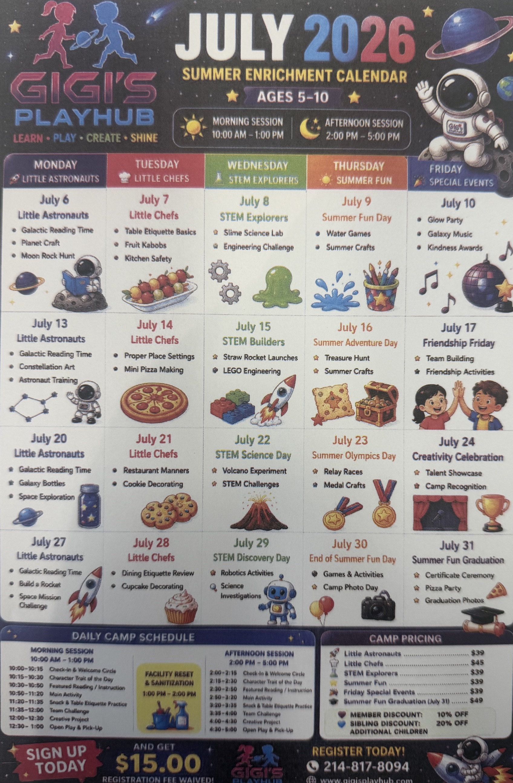 July 2026 Summer Enrichment Calendar